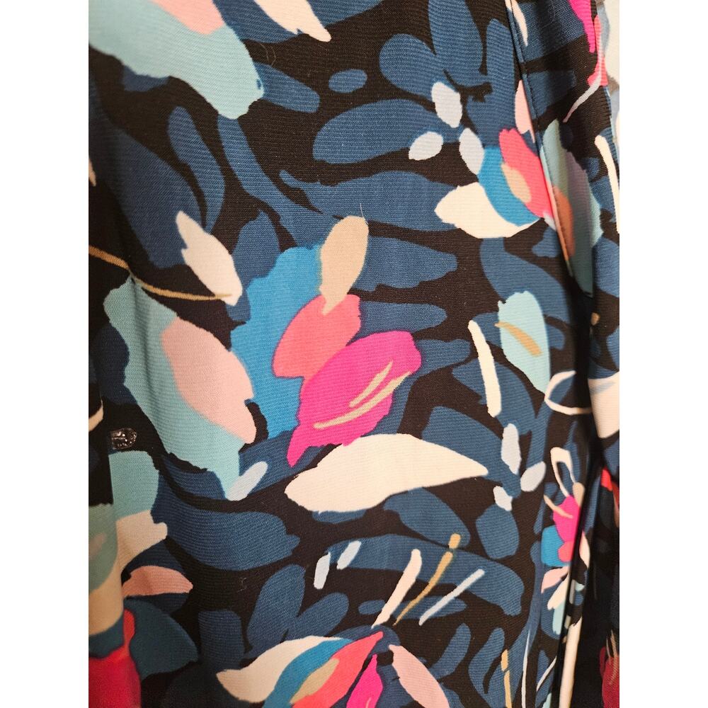 Anne Klein Size Large L Floral Abstract Vibrant Print Unique Sleeveless Blouse - Picture 2 of 8